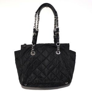 Authentic PRADA Black Quilted Tessuto Chain adjustable straps tote/handbag Purse